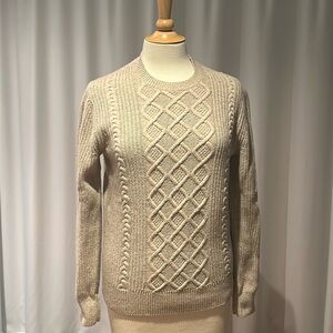 Banana Republic Men’s Merino Cotton blend camel coloured Cable Knit Sweater